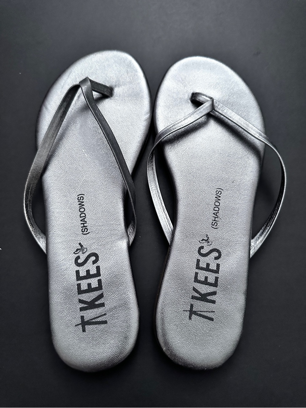 TKEES Leather Sandals in Pewter finish